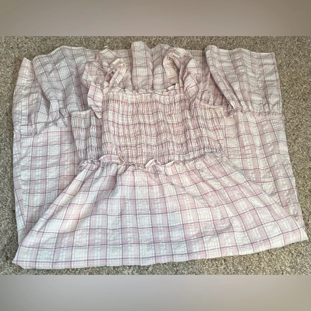 English Factory Plaid Flutter Sleeve Midi Ruffle Dress - Picture 6 of 7